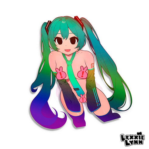 Vocaloid - Hatsune Miku NSFW // Glossy Spot Holographic Vinyl Decal/Sticker
